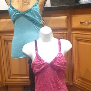 Lot 2 Camisole Tops. Both Size Small. 1 Turquoise, 1 Hot Pink